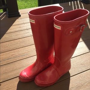 Red Hunter rain boots